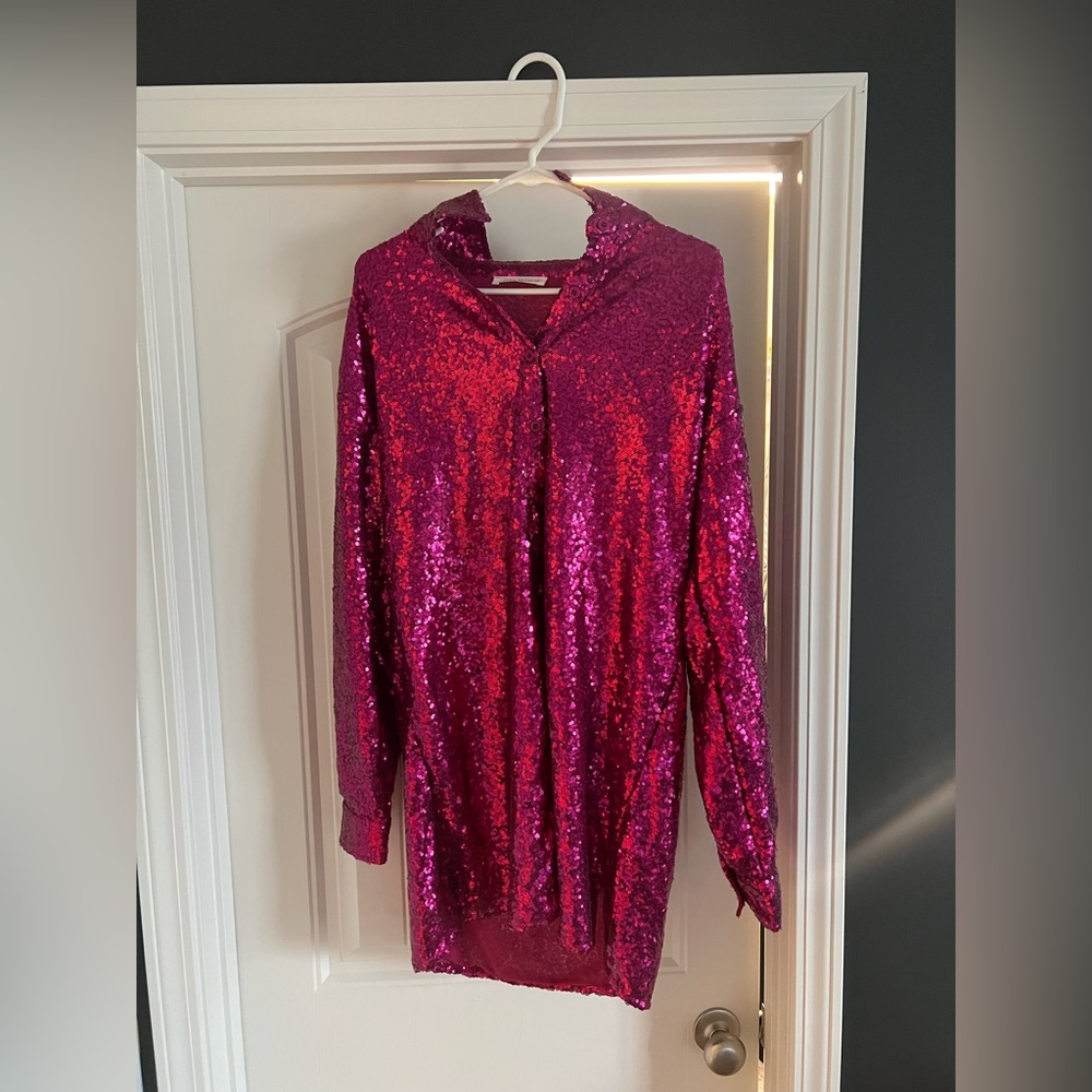 12th tribe pink sequence dress
